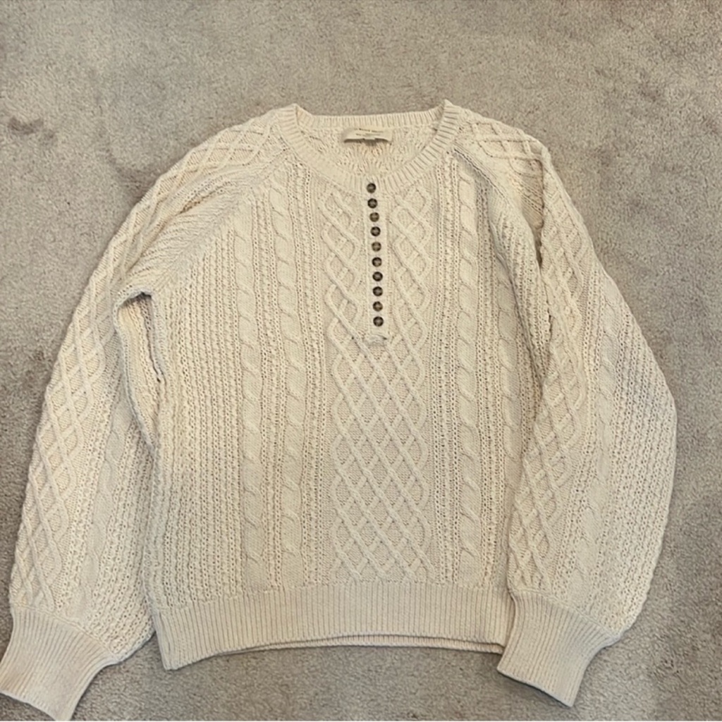 Sezane Bree Jumper In Cream Cable Knit Sweater